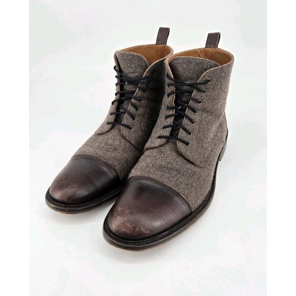 Taft Jack Gray Wool Oxblood Leather Cap Toe Boots Chukka Shoe Sz 46 US 13 - Picture 1 of 13